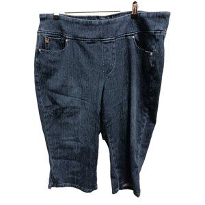 Belle By Kim Gravel Womens Capri Jeans Size 20W Dark Blue Denim Pull On Stretch